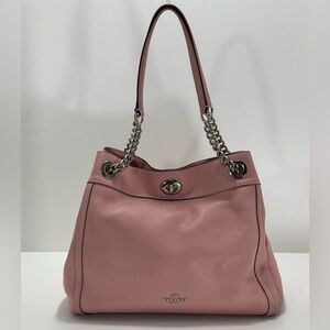 COACH Women's Pink Pebbled Leather Turnlock Edie 36855 Shoulder Bag Purse